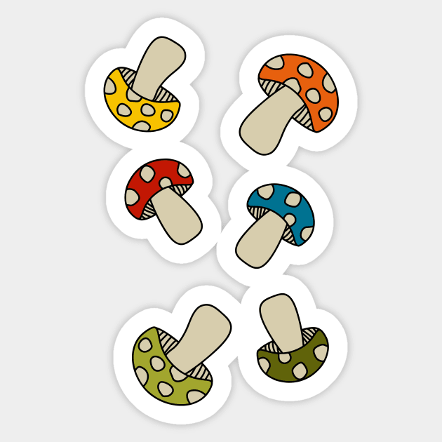 cute 70s mushrooms Sticker by B0red